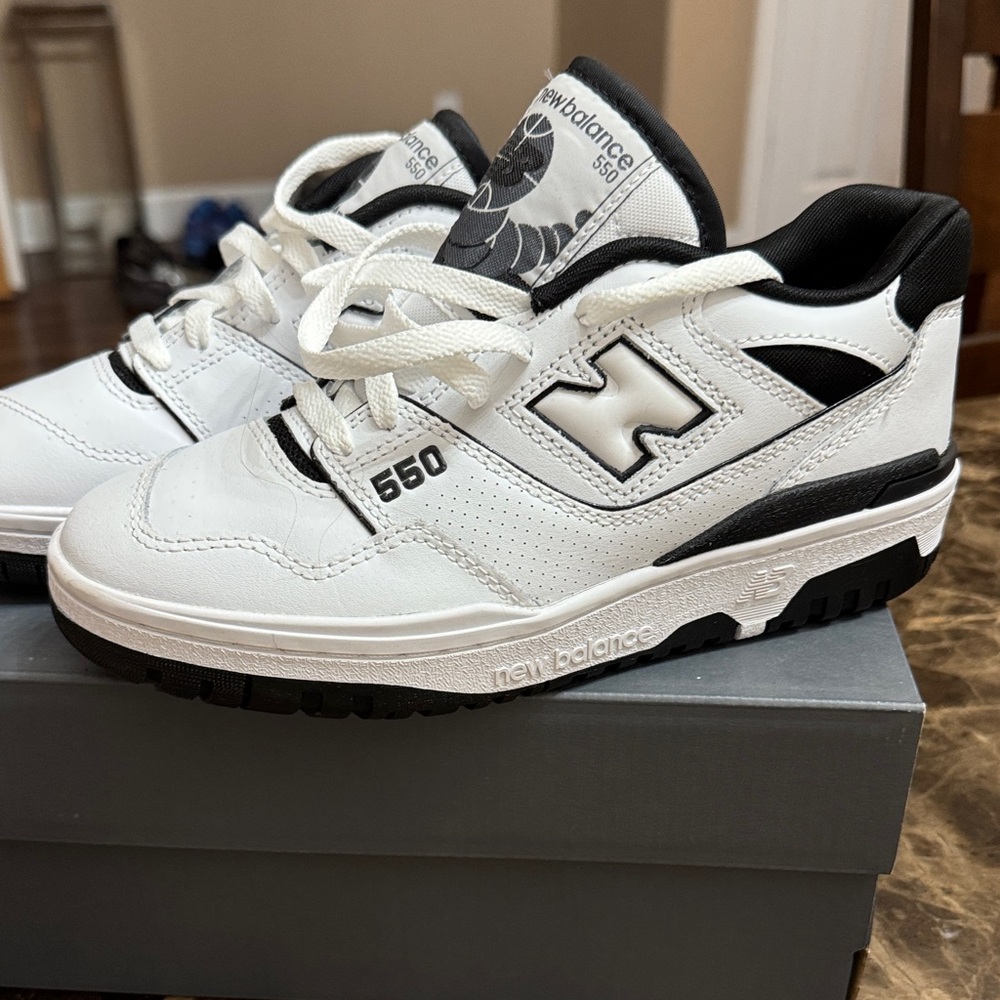 New Balance 550 White and Black Sneakers